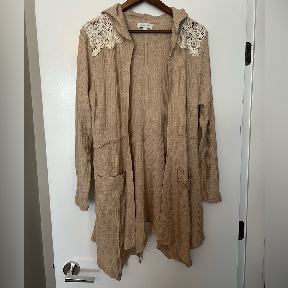 Grace and Lace Light Knit Waffle Cardigan